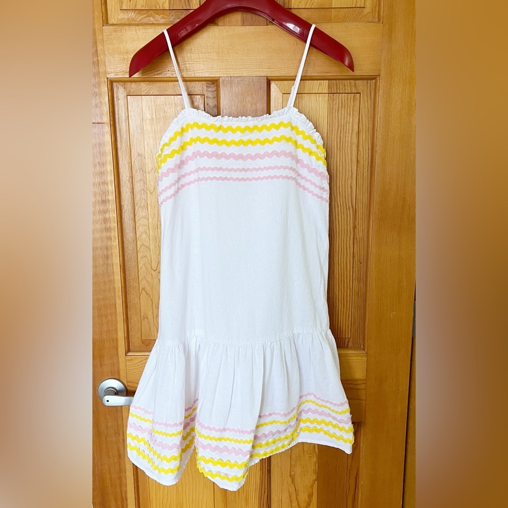 Lisa Marie Fernandez Ric Rac Mini Dress White Size XS Easter Spring Pink Yellow